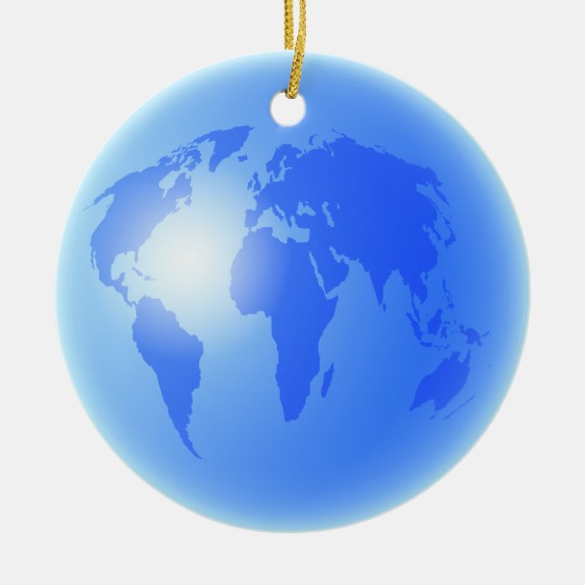 Ornement Rond En Céramique Globe bleu du monde (Devant)