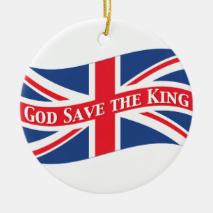 Ornement Rond En Céramique God Save the King with Union Jack