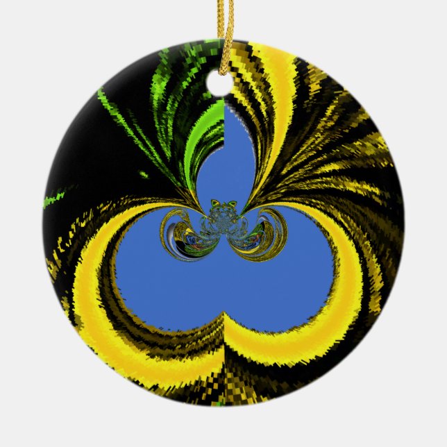 Ornement Rond En Céramique Gold Blue (Devant)