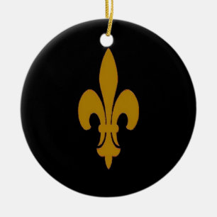 Ornement Rond En Céramique Golden Fleur De Lis