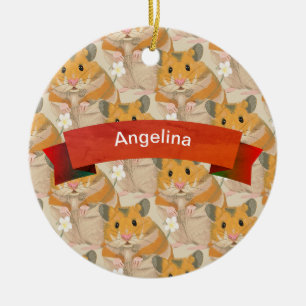 Ornement Rond En Céramique Golden Hamster Motif personnalisé