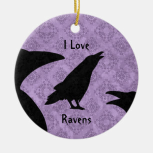 Ornement Rond En Céramique Gothique I Love Ravens