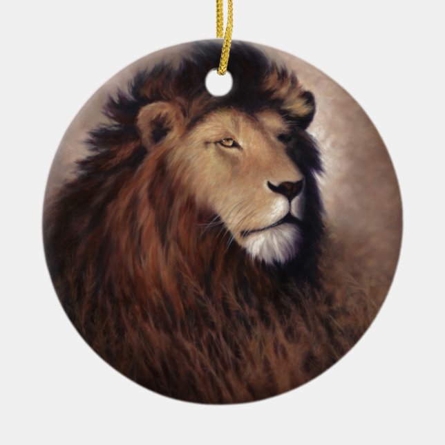 Ornement Rond En Céramique Grand lion (Devant)