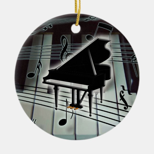 Ornement Rond En Céramique Grand Piano Clavier Noël Noël Noël (Devant)