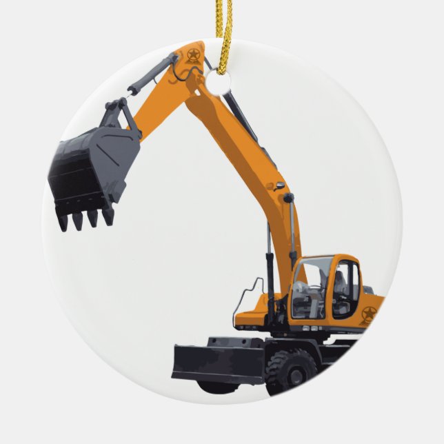 Ornement Rond En Céramique Grande excavatrice de Bagger (Devant)