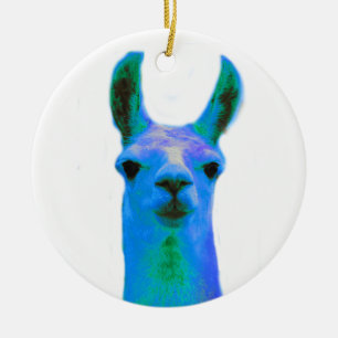 Ornement Rond En Céramique Graphique bleu de lama