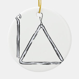 Ornement Rond En Céramique Graphique de triangle et de batteur noir et blanc
