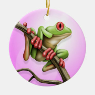 Ornement Rond En Céramique Grenouille d'arbre