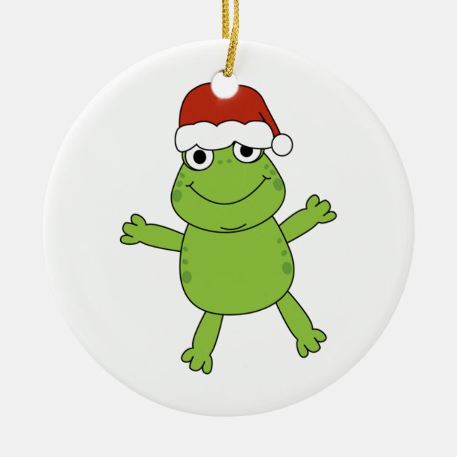 ORNEMENT ROND EN CÉRAMIQUE GRENOUILLE GAIE D'ORNEMENT (Devant)