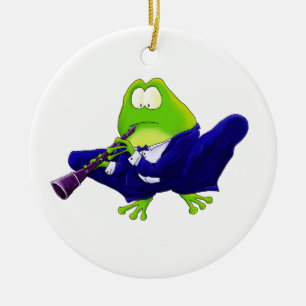 Ornement Rond En Céramique Grenouille soloe de clarinette