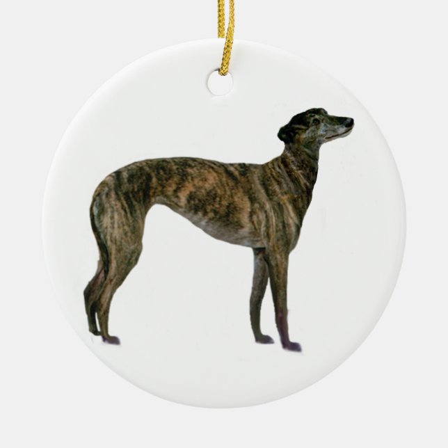 Ornement Rond En Céramique Greyhound - Brindle (debout) (Devant)
