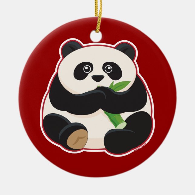 Ornement Rond En Céramique Gros panda (Devant)