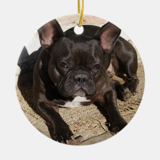 Ornement Rond En Céramique Grouchy French Bulldog (Devant)
