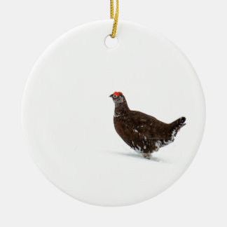 Ornement Rond En Céramique Grouse rouge