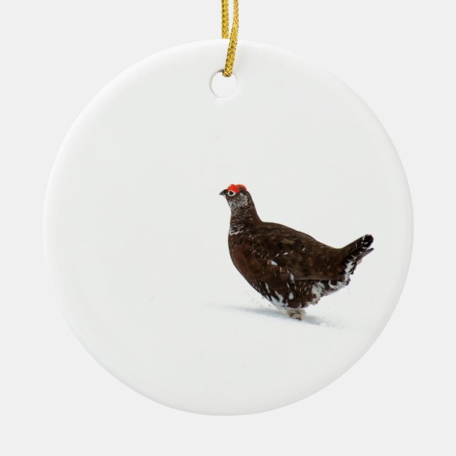 Ornement Rond En Céramique Grouse rouge (Devant)