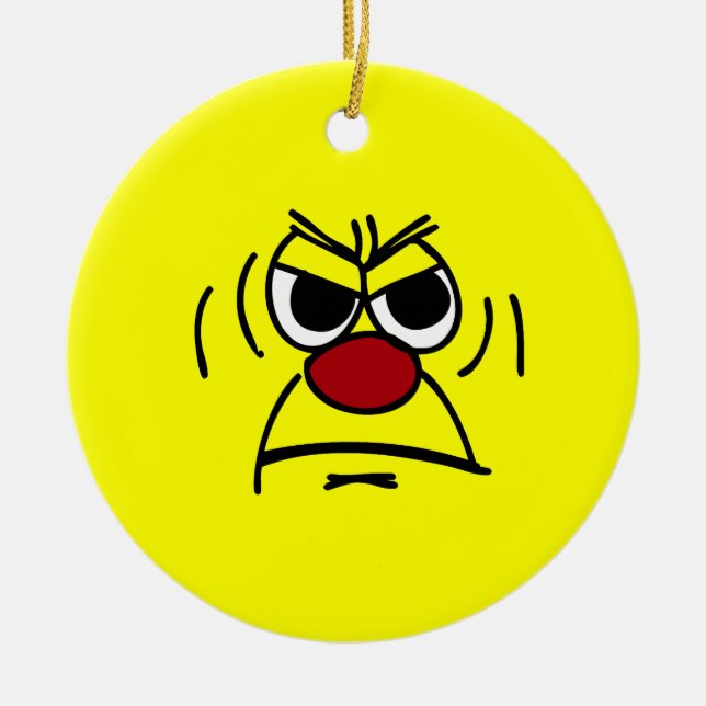 Ornement Rond En Céramique Grumpey face en colère (Devant)