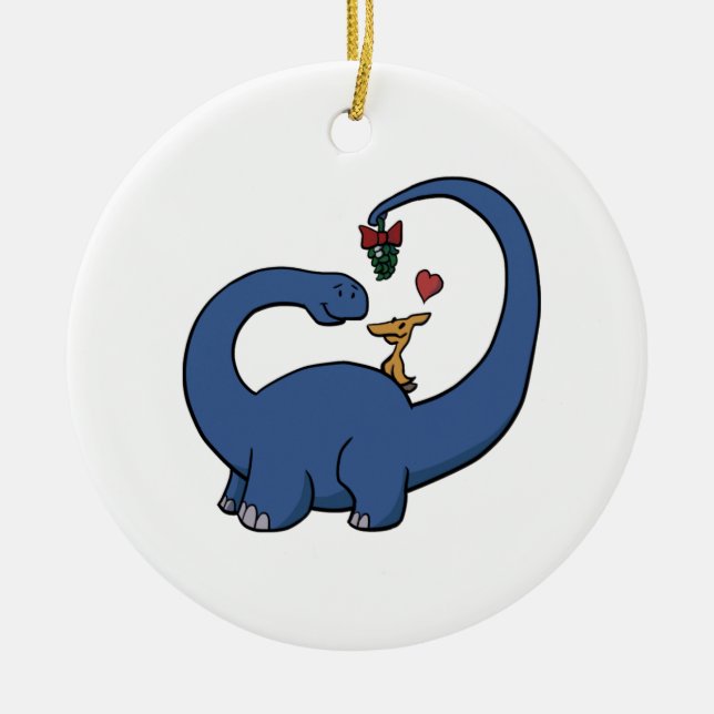 Ornement Rond En Céramique Gui de dinosaure (Devant)