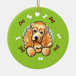 Ornement Rond En Céramique Guirlande de Noël de cocker