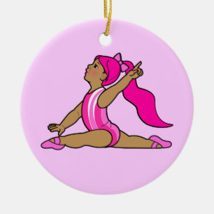 Ornement Rond En Céramique Gymnaste de petite fille