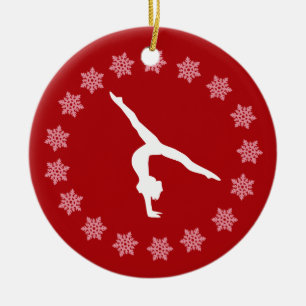 Ornement Rond En Céramique Gymnastique rouge et blanche personnalisée de