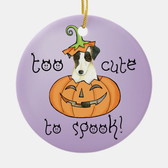 Ornement Rond En Céramique Halloween Smooth Fox Terrier (Devant)