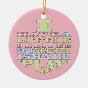 Ornement Rond En Céramique Hanoukka "Dreidel Play"/Circle Orament