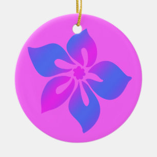 Ornement Rond En Céramique Happy Hibiscus Hawaiian Ornamy