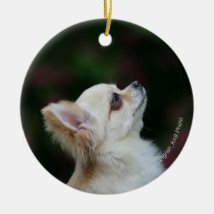 Ornement Rond En Céramique Headshot aux cheveux longs 2 de chiwawa