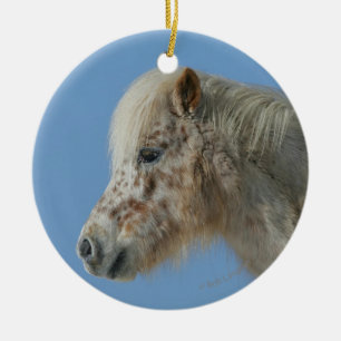 Ornement Rond En Céramique Headshot miniature de cheval