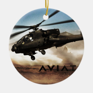 Ornement Rond En Céramique Hélicoptère Apache AH-64