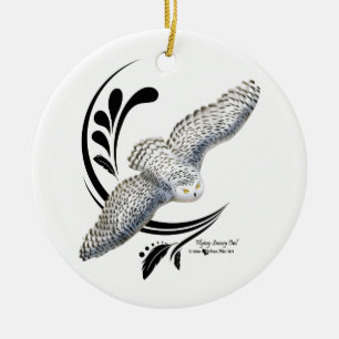 Ornement Rond En Céramique Hibou de Milou de vol