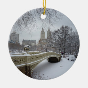 Ornement Rond En Céramique Hiver - Central Park - New York City