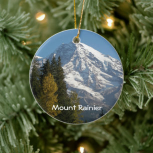 Ornement Rond En Céramique Holiday Mount Rainier Pittoresque View