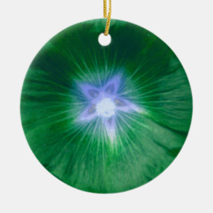 Ornement Rond En Céramique Hollyhock Flower Gorgeous Green Custom Anniversair