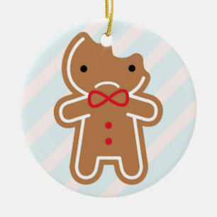 Ornement Rond En Céramique Homme en pain d'épices de Kawaii triste