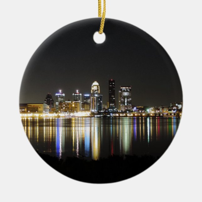 Ornement Rond En Céramique Horizon de Louisville la nuit (Devant)