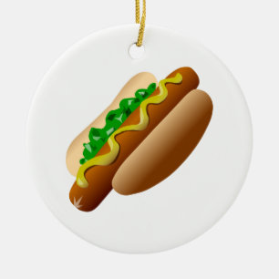 Ornement Rond En Céramique Hotdog
