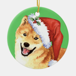 Ornement Rond En Céramique Howlidays heureux Shiba Inu