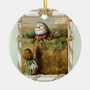 Ornement Rond En Céramique Humpty Dumpty et Alice