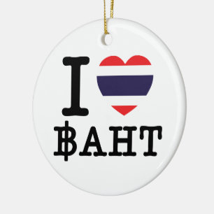 Ornement Rond En Céramique I Heart (Amour) Baht