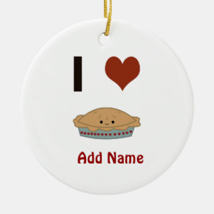 Ornement Rond En Céramique I heart (love) Pie