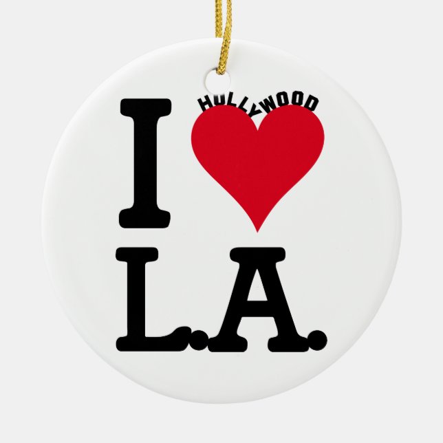 ORNEMENT ROND EN CÉRAMIQUE I LOVE LOS ANGELES (Devant)