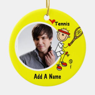 Ornement Rond En Céramique I Love Tennis Photo Keepsaké