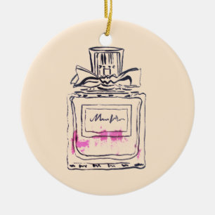 Ornement Rond En Céramique Illustration d'aquarelle de mode de bouteille de p
