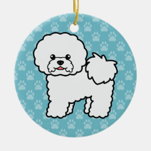 Ornement Rond En Céramique Illustration de chien mignon Bichon Frise