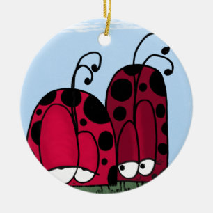 Ornement Rond En Céramique Illustration de Ladybug d'amour non demandé