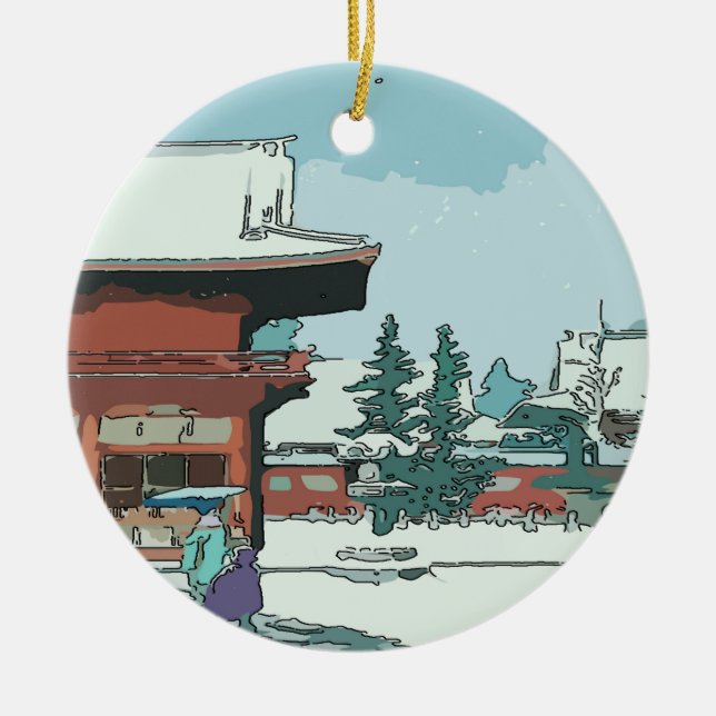 Ornement Rond En Céramique Impression japonaise (Devant)