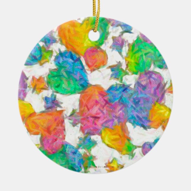 Ornement Rond En Céramique Impressionniste Pastel Valentine Hearts (Devant)