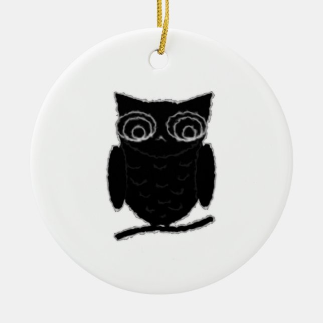 Ornement Rond En Céramique Inkblot Owl (Devant)