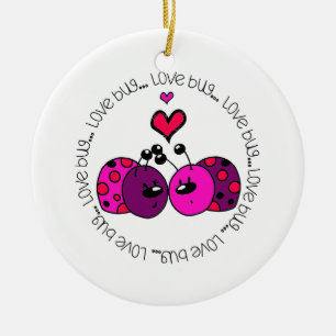 Ornement Rond En Céramique Insecte d'amour de Valentine
